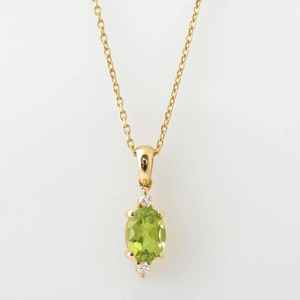 จี้เพอริดอทดรีฟทรงรี เงินแท้ 925 ชุบทอง 14K ของขวัญเครื่องประดับประจำเดือนเกิด - Product Image 2