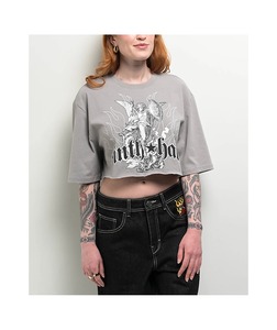 เสื้อครอปแขนสั้นคอกลมลำลองผ้าฝ้ายทรงหลวมสไตล์สตรีทแวร์สำหรับฤดูร้อน เสื้อยืดกราฟิกสำหรับใส่ทุกวัน เสื้อครอปผู้หญิงลำลอง - Product Image 1