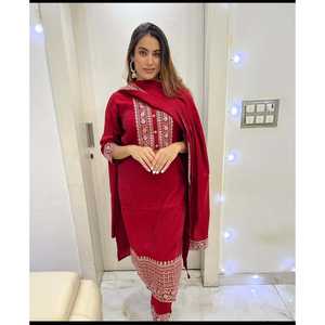 ชุดเสื้อและชุด Dupatta สำหรับงานปาร์ตี้ดีไซเนอร์พร้อมลูกไม้ไซส์ XL - Product Image 3