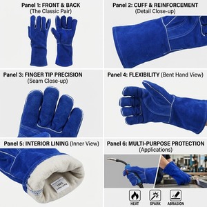 Guantes de Seguridad para Soldadura de Cuero Reforzado Industrial de Primera Calidad con Puño Largo y Protección Antichispas - Product Image 4