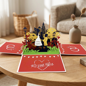 Caja de Regalo con Tema de Amor, Caja de Boda con Ángel, Tarjeta Pop-up 3D, Manualidad en Papel Troquelado, Regalo para el Día de San Valentín, Forma Rectangular Roja, Diseño Personalizado Hecho a Mano - Product Image 2