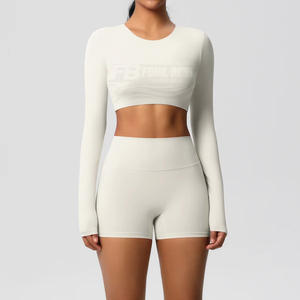 Haut court sans manches à séchage rapide, sans coutures, taille haute, pour femme, avec coussinets de poitrine, respirant, écologique, pour le yoga - Product Image 2