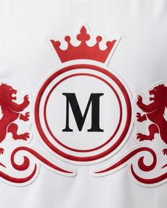 Men's White Sleeveless Basketball Uniform With Red Crown M Logo Print Breathable <b>Polyester</b> Athletic Wear V-Neck - Product Image 5
