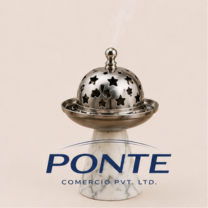 Quemador de Bakhoor de Mármol Ecológico Hecho a Mano con Tapa de Acero Inoxidable con Diseño de Estrella, Incensario Árabe Moderno y Decorativo para el Hogar - Product Image 3