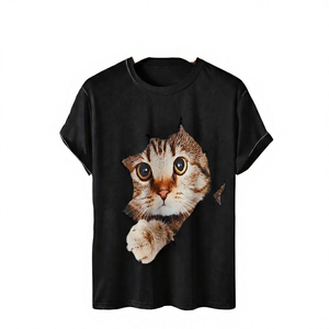เสื้อยืดลำลองผู้ชาย ผ้าฝ้าย แขนสั้น คอกลม พิมพ์ลายรูปแมว ทรงปกติ ผ้าเจอร์ซีย์ - Product Image 6