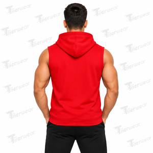 Latest <b>Men's</b> <b>Sleeveless</b> Gym <b>Hoodies</b> Workout Hooded Solid Print Sports Body Building Stringer Muscle Cut T-Shirt - Product Image 5