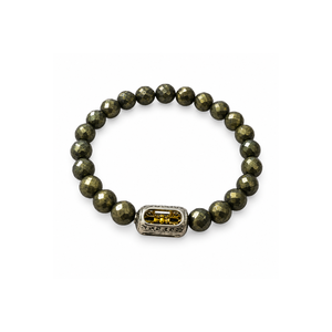 Pulsera de Piedras Naturales Verdes Facetadas con Espaciador Chapado en Bronce Antiguo, Brazalete Elástico Unisex para Uso Diario, Regalo - Product Image 1