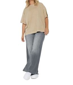 Femmes 100% coton bio T-Shirts nouvelle mode coupe ample goutte épaule surdimensionné tenue décontracté en vrac dernier Style - Product Image 1