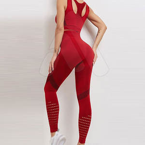 Conjunto de Yoga sin Costuras para Mujer, 2 Piezas, Leggings de Cintura Media y Sujetador Deportivo, Transpirable, para Gimnasio y Entrenamiento, con Logotipo Personalizado - Product Image 6