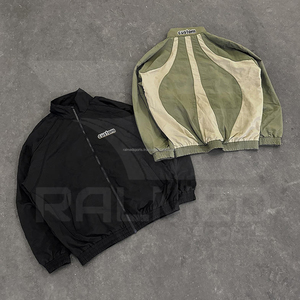 Windbreaker Tracksuit 2 Piece <b>Zipper</b> <b>Jacket</b> Trouser Printed Reflector Lines 100% Cotton Custom Logo Oversized Eco-Friendly for - Product Image 2