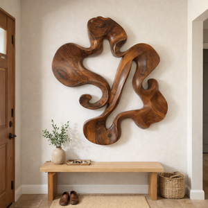 Escultura de Pared de Madera Hecha a Mano Luxali, Muebles para Sala de Estar, Madera Orgánica, Fluidez Escultural, Diseño Art Deco - Product Image 3