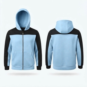 Sudadera con capucha y cremallera completa de diseño personalizado, 350GSM, forro polar térmico, con bloques de color, para hombre - Product Image 3