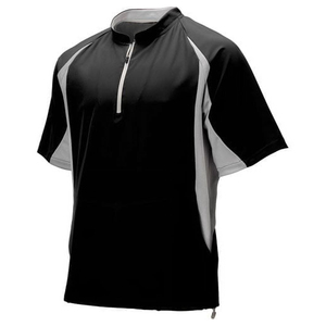 เสื้อแจ็คเก็ตเบสบอลแขนสั้นผู้ชาย สีดำ แบบซิป ¼  วินด์เบรกเกอร์  สำหรับเล่นกีฬา ฝึกซ้อม  แบบสวมหัว  รับสกรีนโลโก้ - Product Image 1