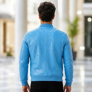 LEATHER SPOT Handmade Genuine for Embossed Leather Breathable <b>Casual</b> <b>Summer</b> Bomber <b>Jacket</b> <b>Men</b> Luxury Fully Customized - Product Image 6