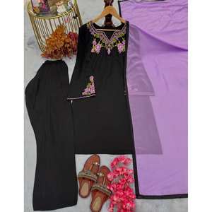 Conjunto de ropa de fiesta elegante para mujer de diseñador incluye Top Plazzo Dupatta - Product Image 4