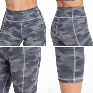 Women Camouflage Print Calf-Length Yoga <b>Leggings</b> Contrast Stitch Sportswear <b>Capri</b> Pants Women Spandex Polyester 3/4 Yoga Tights - Product Image 6