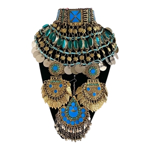 Nuevas llegadas: Conjuntos de joyería nupcial vintage para mujer, estilo indio, pakistaní y afgano, con gargantilla y pendientes, para bodas y fiestas, al por mayor. - Product Image 1