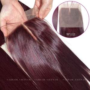 Peluca de cabello humano vietnamita súper crudo con encaje suizo Borgoña parte media estilo de onda recta lista para enviar para mujeres negras - Product Image 6