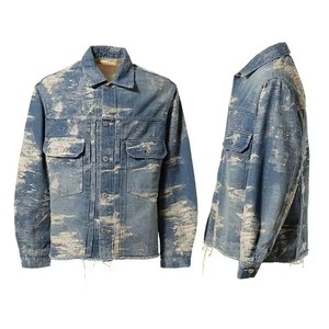 Wholesale Fade Effect Classic <b>Denim</b> Jacket Men Women Casual Outerwear Fashion <b>Denim</b> Jacket Streetwear Retro Jean <b>Coat</b> - Product Image 3