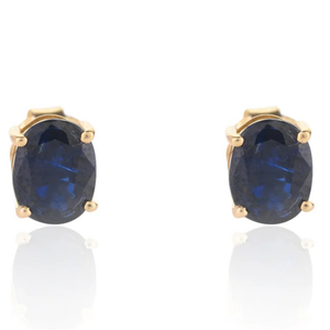 ต่างหูทองคำขาว 18K ประดับไพลินสีน้ำเงินเข้มแบบฝังหนามเตย - Product Image 2