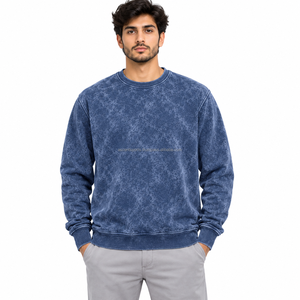 Sudadera de cuello redondo para hombre con lavado ácido, estilo vintage, oversize, de forro polar grueso, con logotipo personalizado, fabricante OEM ODM, venta al por mayor - Product Image 1