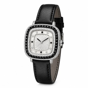 Luxury Women's Rectangle <b>Diamond</b> <b>Watch</b> Analog Quartz Silver Stainless Steel Case Leather Band - Product Image 3