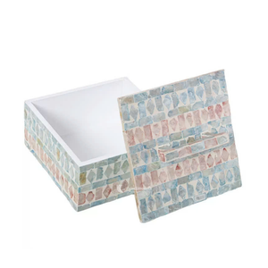 Mother Pearl Jewelry <b>Box</b> Pastel Geometric Shell Inlay Trinket Case Luxury Keepsake Organizer Handle Living Room <b>Wardrobe</b> Single - Product Image 3