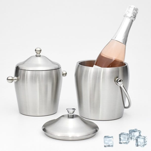 Seau à glace en acier inoxydable, bol à champagne, refroidisseur de vin rouge, artisanat, vente chaude, seaux à glace en acier, vente chaude - Product Image 2