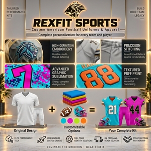 ชุดยูนิฟอร์มอเมริกันฟุตบอลแบบใหม่ล่าสุด ชุดยูนิฟอร์ม NCAA พร้อมลายพิมพ์แบบ Sublimation สำหรับเด็ก - Product Image 5