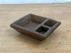 Vintage Wooden Tribal <b>Eating</b> Bowl Handmade Old Multi Compartment Serving <b>Tray</b> Console Coffee Table Display Decor Farmhouse Home - Product Image 2