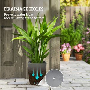 Set di 3 Vasi Alti Classici in MgO Smaltato per Interni/Esterni, Impilabili, con Fori di Drenaggio, Grigio, per Giardino e Balcone - Product Image 5