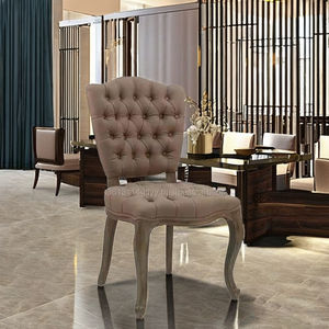 Chaise de salle à manger vintage de campagne française chaise de salle à manger rembourrée en tissu vintage de ferme pour salon salle à manger cuisine - Product Image 5