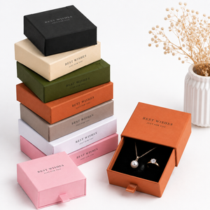 Boîtes cadeaux de luxe pour bijoux avec tiroir, emballages rigides haut de gamme pour bagues, boucles d'oreilles, colliers, emballages cadeaux haut de gamme - Product Image 2