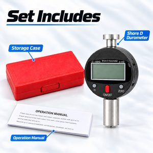 เครื่องทดสอบความแข็งแบบดิจิตอล Shore D Durometer 0-100HD พร้อมหัววัดโลหะ, จอ LCD สำหรับยางแข็งและเรซิน, กระจก - Product Image 2