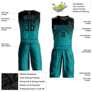 Ensemble de maillots de basketball professionnels personnalisés de haute qualité, imprimés par transfert thermique, col en V, sans manches, 100 % polyester, anti-humidité - Product Image 2