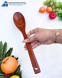 Cuillère de service en bois 30,5x6,5cm, sans danger pour les aliments, sculptée à la main, fabriquée au Vietnam - Product Image 4