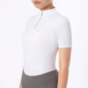 Camiseta ecuestre de manga larga con media cremallera para mujer, diseño moderno, ropa ecuestre elegante, camiseta de manga corta para montar a caballo - Product Image 5