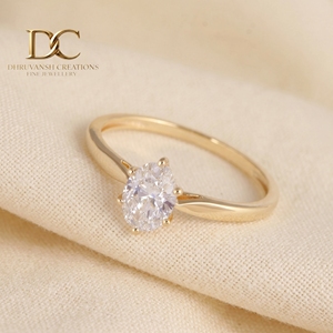 Anillo de Oro Sólido de 14 Quilates con Diamante Cultivado en Laboratorio Certificado por IGI, Corte Oval Brillante, Joyería Fina de Oro para Mujer, Moderna para Bodas - Product Image 2