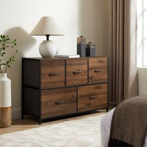 Commode de rangement en tissu à 5 tiroirs, 40 pouces de large, pour chambre à coucher, marron (lot de 2) - Product Image 3