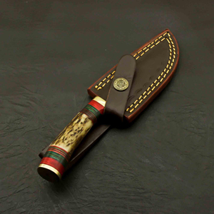 Couteau de chasse artisanal en acier de Damas, lame fixe en acier à motif forgé sur mesure, manche intégral, pour le camping, la survie en extérieur et le bushcraft - Product Image 3