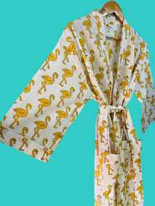 ชุดกิโมโนผ้าฝ้ายลายฟลามิงโกพร้อมเข็มขัดลายทาง สำหรับสปา โรงแรม รีสอร์ท สั่งซื้อจำนวนมาก - Product Image 2