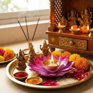 Purple Lotus Flower Diya Candle Holder Decorative <b>Oil</b> <b>Lamp</b> Indian Lotus Candle Stand Traditional Home Decor Festival Ornament - Product Image 6