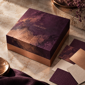Boîte en carton rigide SunGene Lift Off Lid pour palette de fards à paupières en aubergine et cuivre brossé - Product Image 6