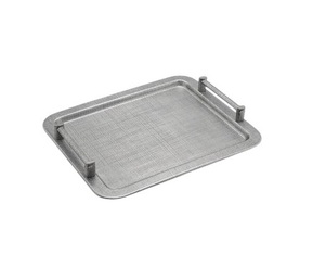 Plateau de service rectangulaire en métal avec texture martelée, finition polie, design moderne, fait main, pour plats et assiettes, idéal pour les fêtes - Product Image 6