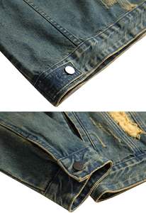 Chaqueta vaquera con efecto desgastado Spray Wash para invierno, abrigo informal duradero hasta la cadera, estilo urbano desgastado para ocasiones formales y de estilo urbano. - Product Image 2