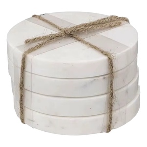 Sous-verres carrés en marbre naturel poli, lot de 4 pièces au design unique, pour la maison, à vendre - Product Image 1