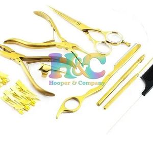 HOOPER and COMPANY, Nuevas Llegadas, Kit de Herramientas para Extensiones de Cabello de Acero Inoxidable Dorado, Alicates, Pinzas, Peine, Estuche, Tijeras, Comercial, Negro - Product Image 4