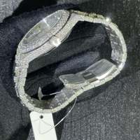 Montre de luxe antique pour homme, en acier inoxydable, entièrement pavée de diamants, avec verre saphir, étanche 10 bars