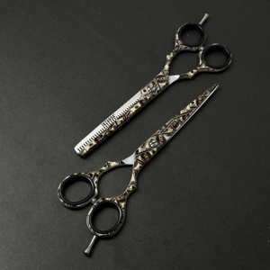 Hair Styling <b>Barber</b> Scissors 2 Piece <b>Sets</b> Top Surgical Grade Stainless Steel Made Hand Crafted Printed <b>Barber</b> Scissor - Product Image 1
