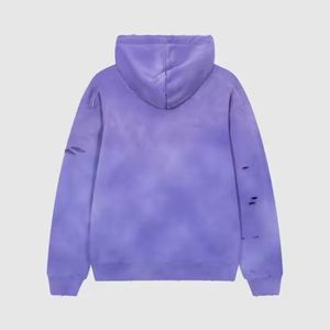 Sudadera con Capucha Morada Tie-Dye para Hombre, Oversize, de Algodón French Terry, Casual, Otoñal, con Bolsillo - Product Image 5